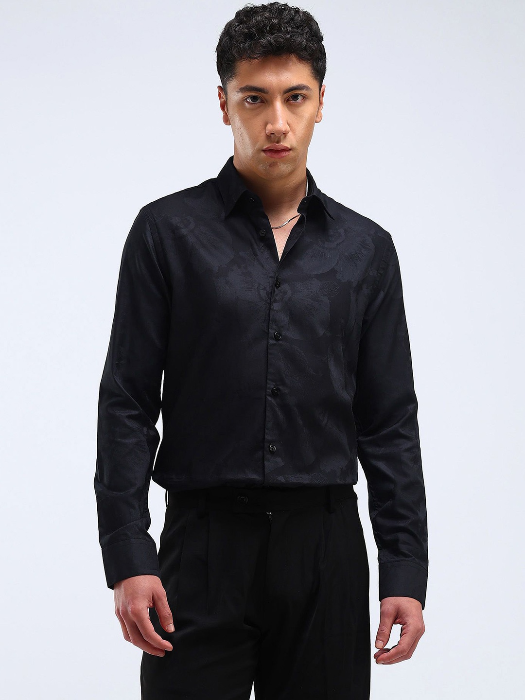 

Flying Machine Men Slim Fit Opaque Casual Shirt, Black