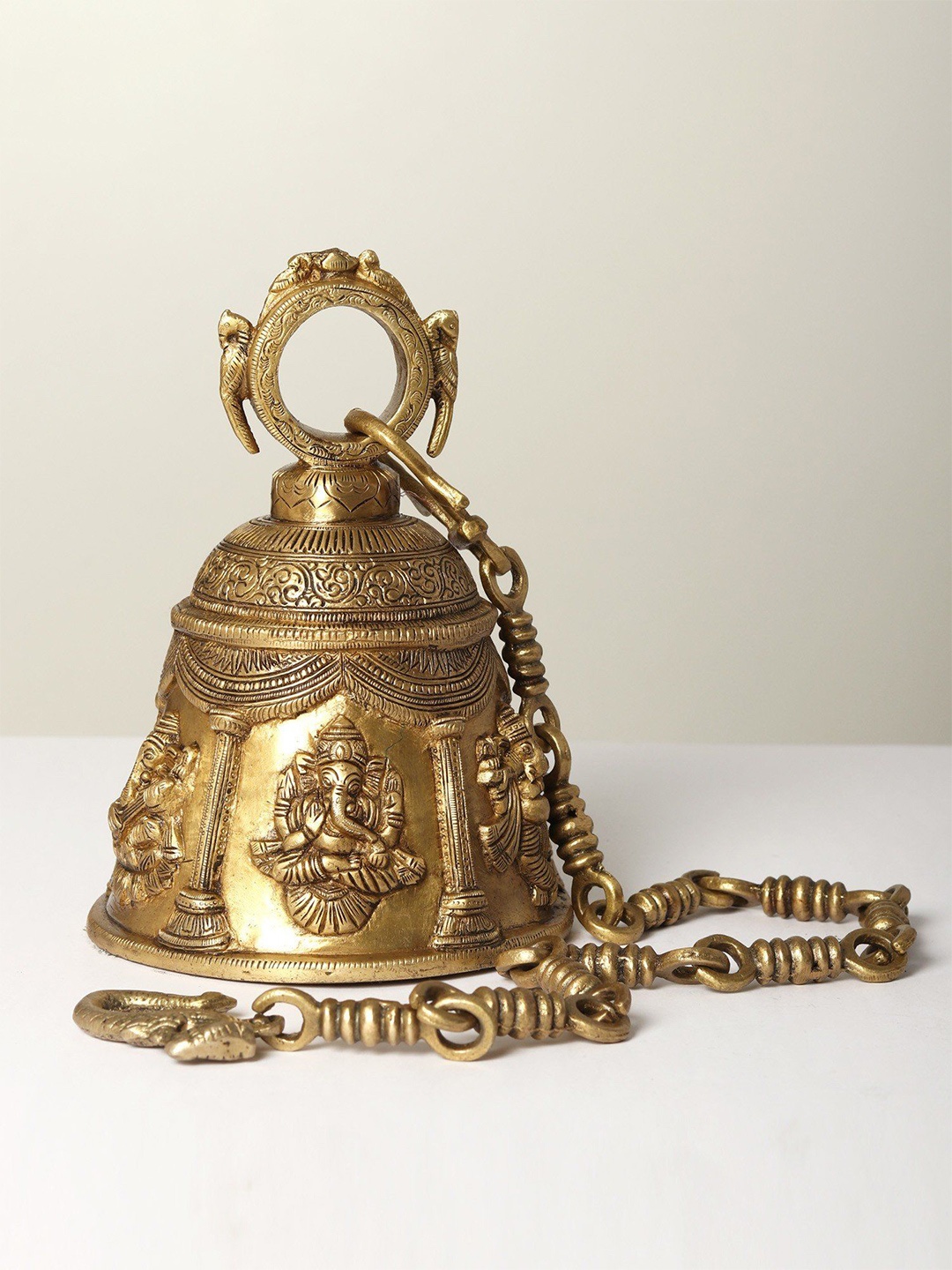 

Exotic India 9" Lord Ganesha Ritual Bell in Brass, Gold