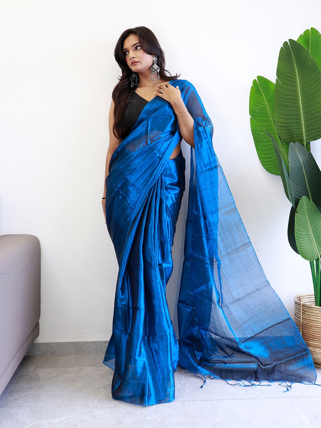 

Anouk Tissue Designer Saree, Teal