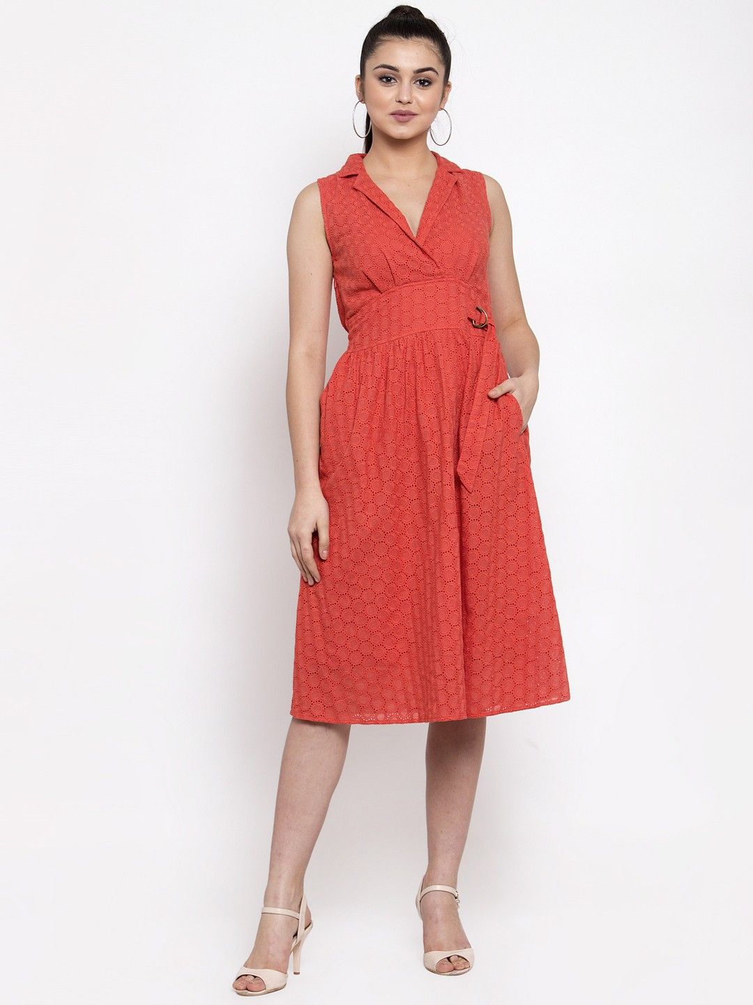 

Global Republic Polka Dot Print Dress, Orange