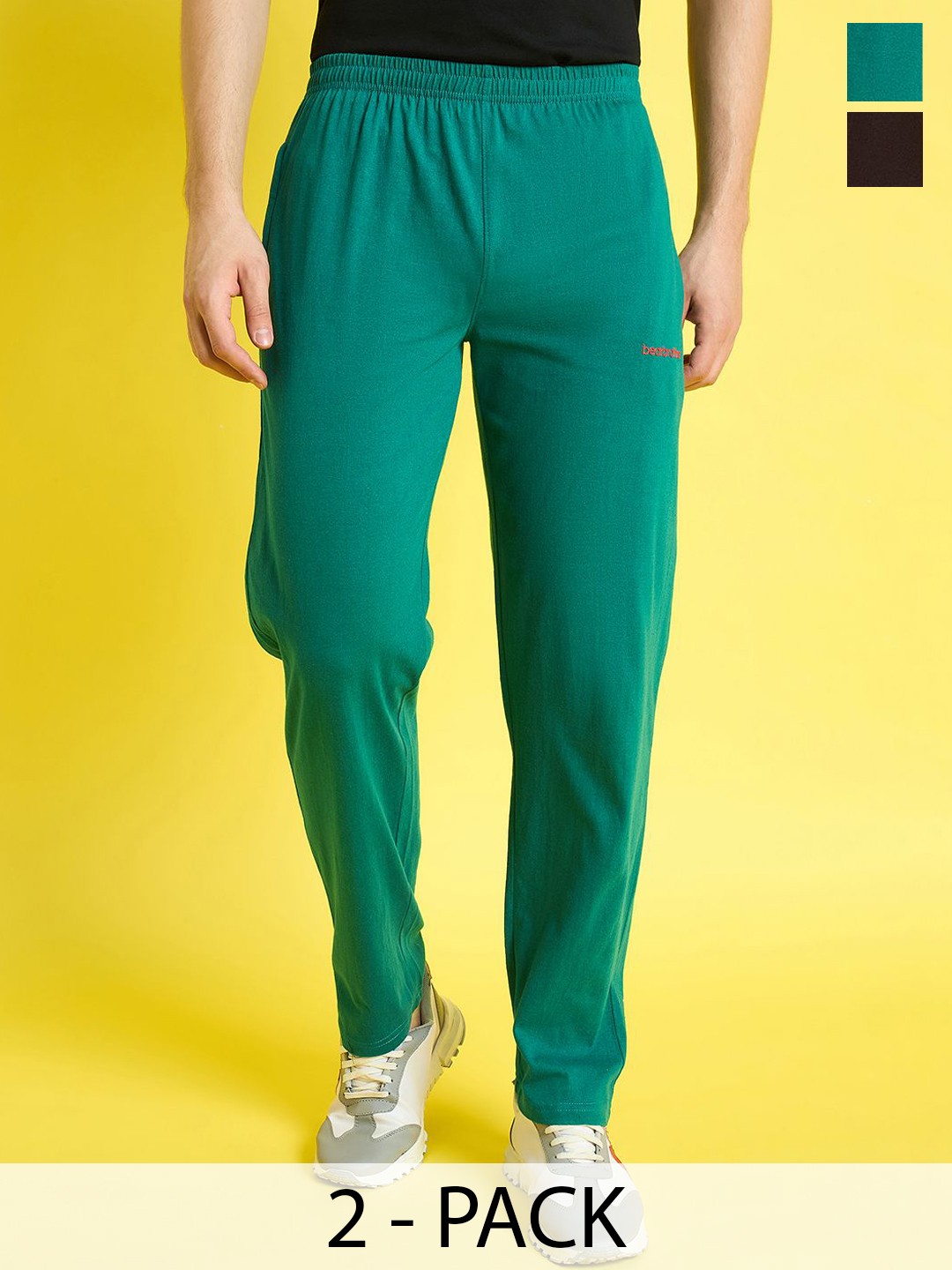 

bearbrother logo Men Pack Of 2 Mid-Rise Track Pants, Sea green