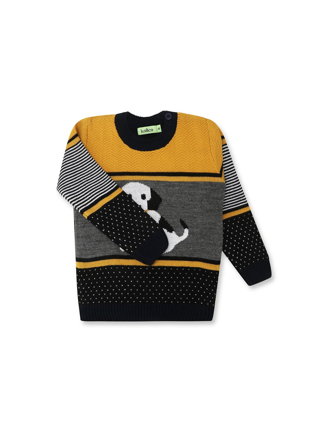 

KNITCO Unisex Kids Printed Pullover, Mustard