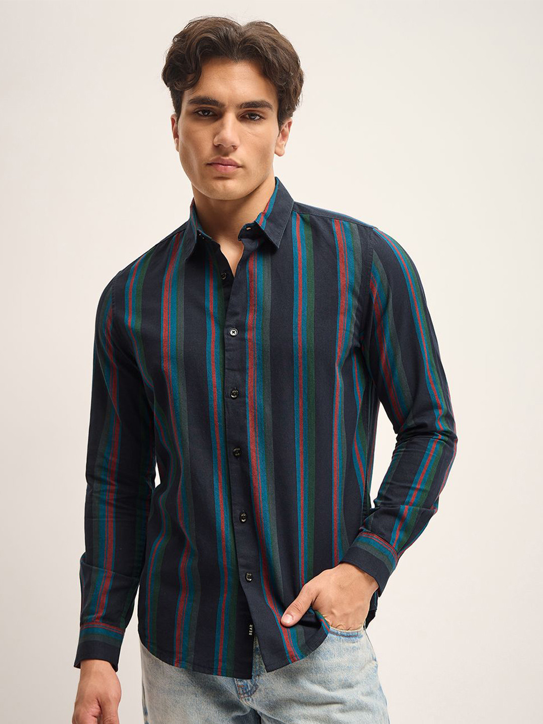 

THE BEAR HOUSE Men Striped Opaque Slim Fit Casual Shirt, Multi