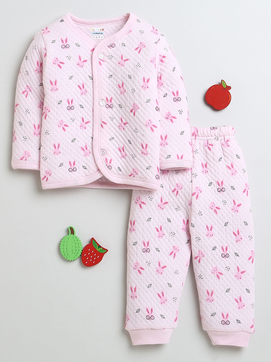 

BUMZEE Girls Printed Shirt with Pyjamas, Pink