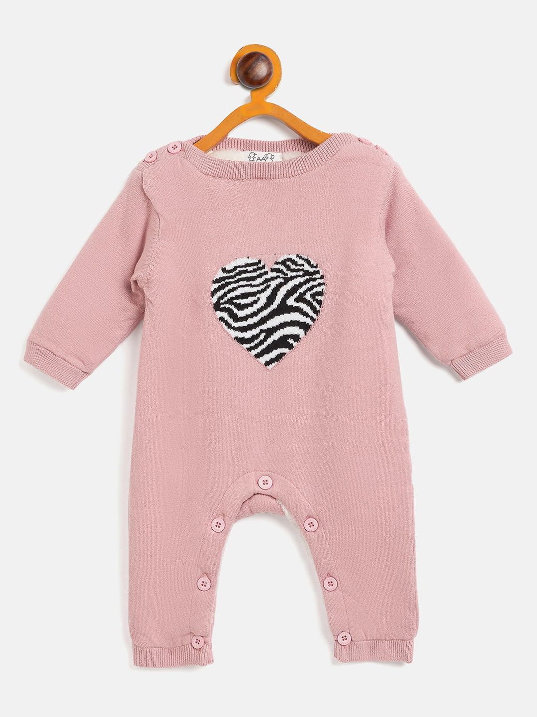 

JWAAQ Infants Printed Winter Romper With Fur Lined, Pink