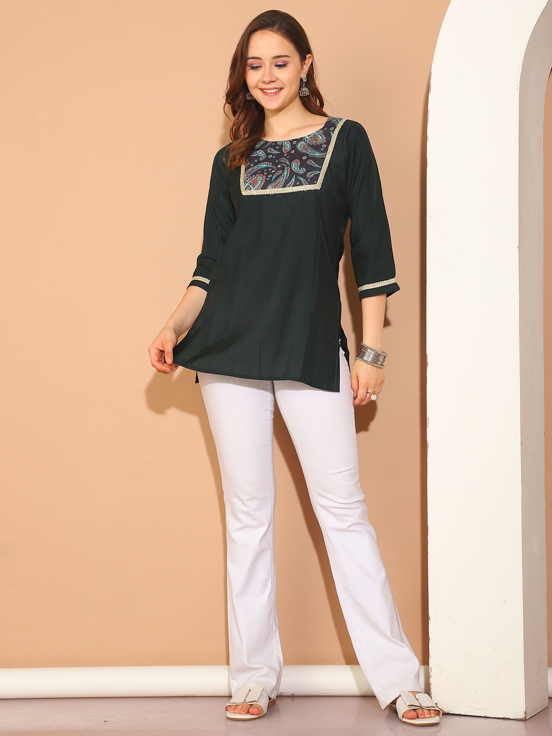 

KALINI Printed Tunic, Green