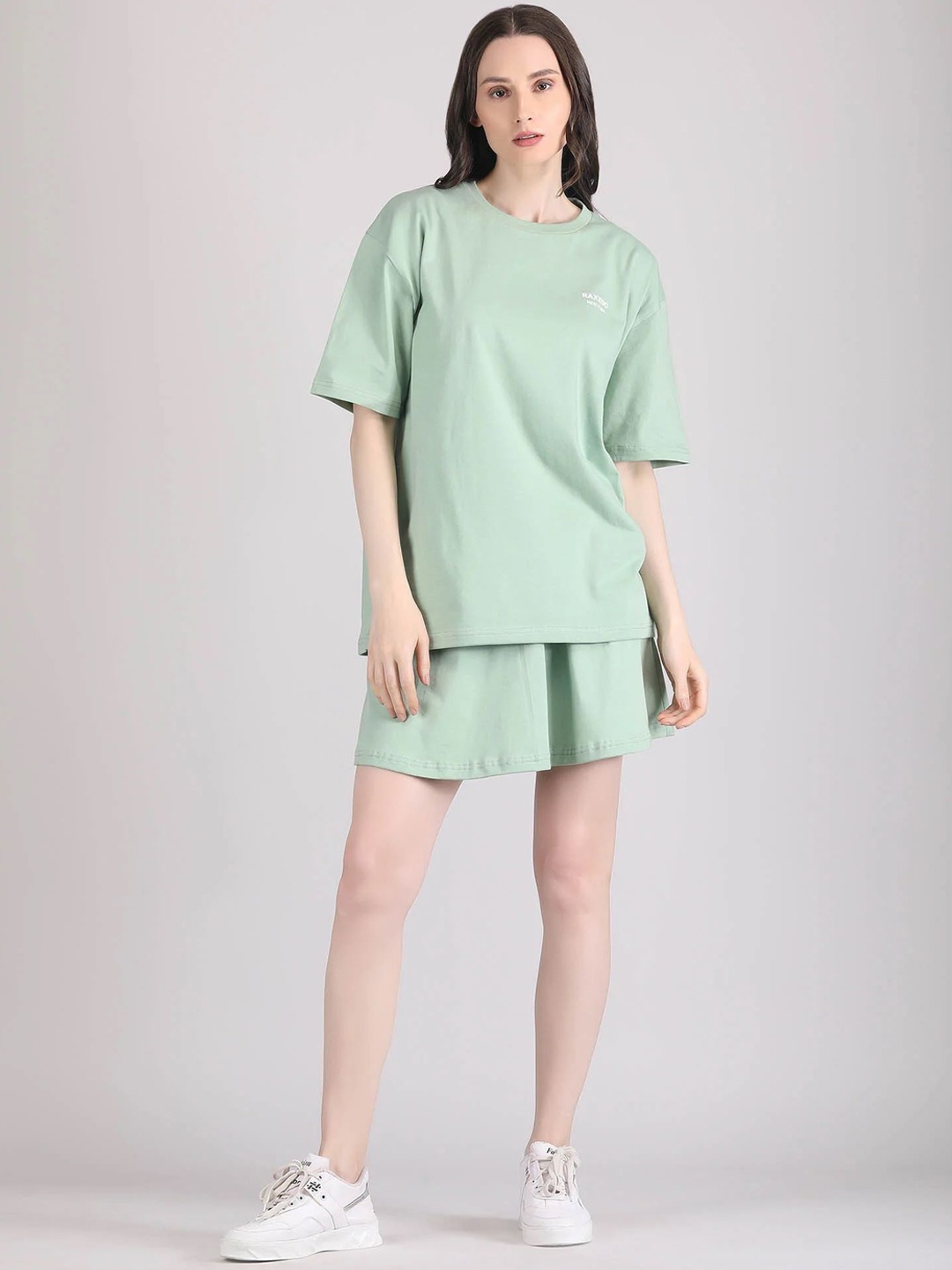 

Raxedo Pure Cotton T-Shirt & Skirt Co-ord, Green