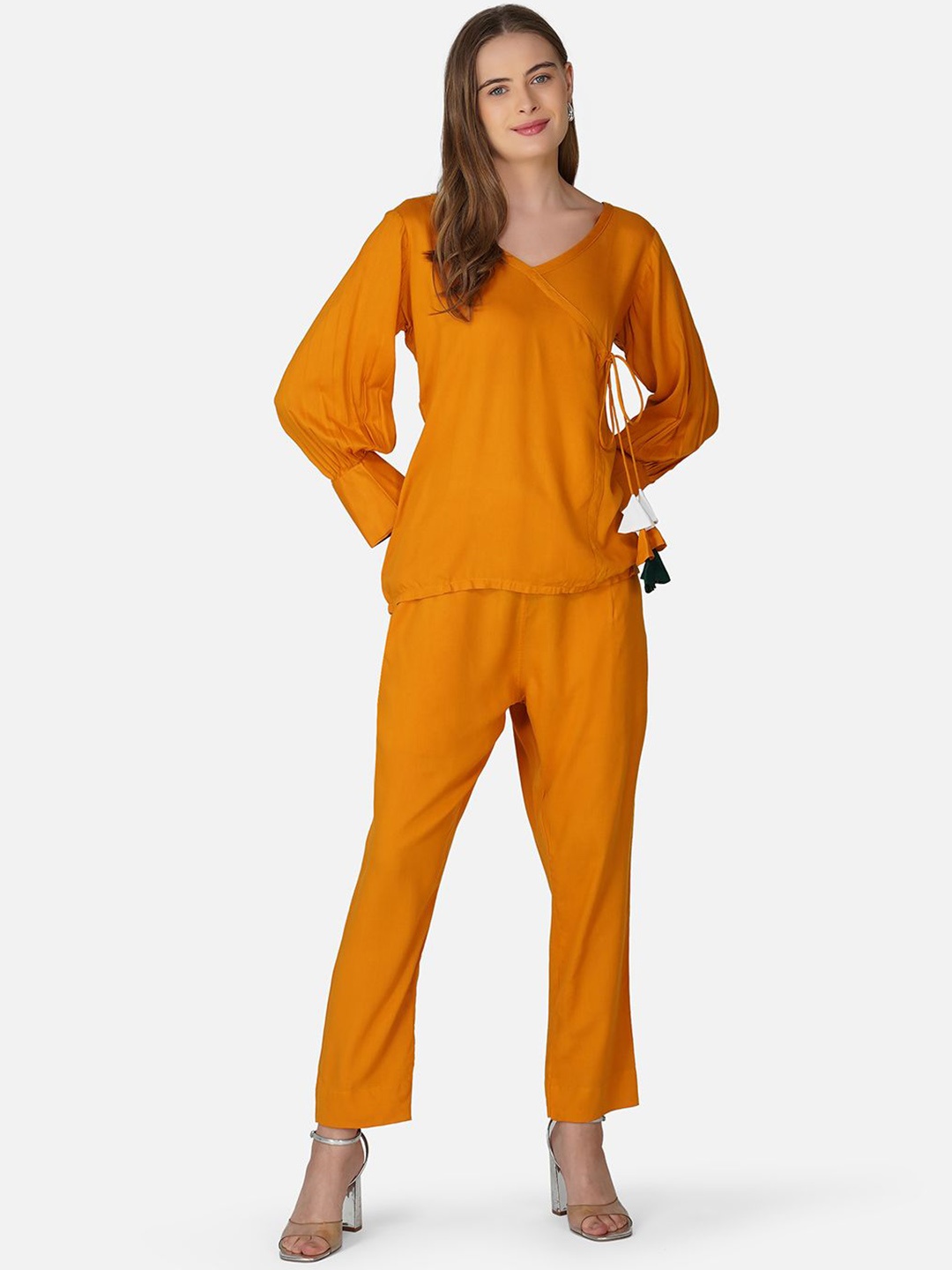 

BCZ Style V-Neck Long Sleeve Top & Trouser Co-Ords, Mustard