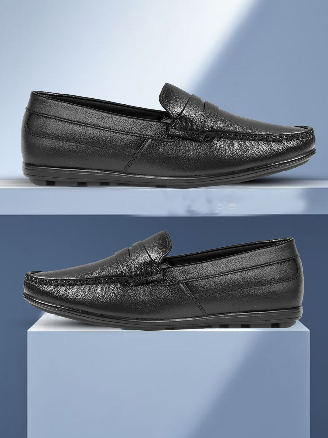 

Bxxy Men Leather Formal Loafers, Black