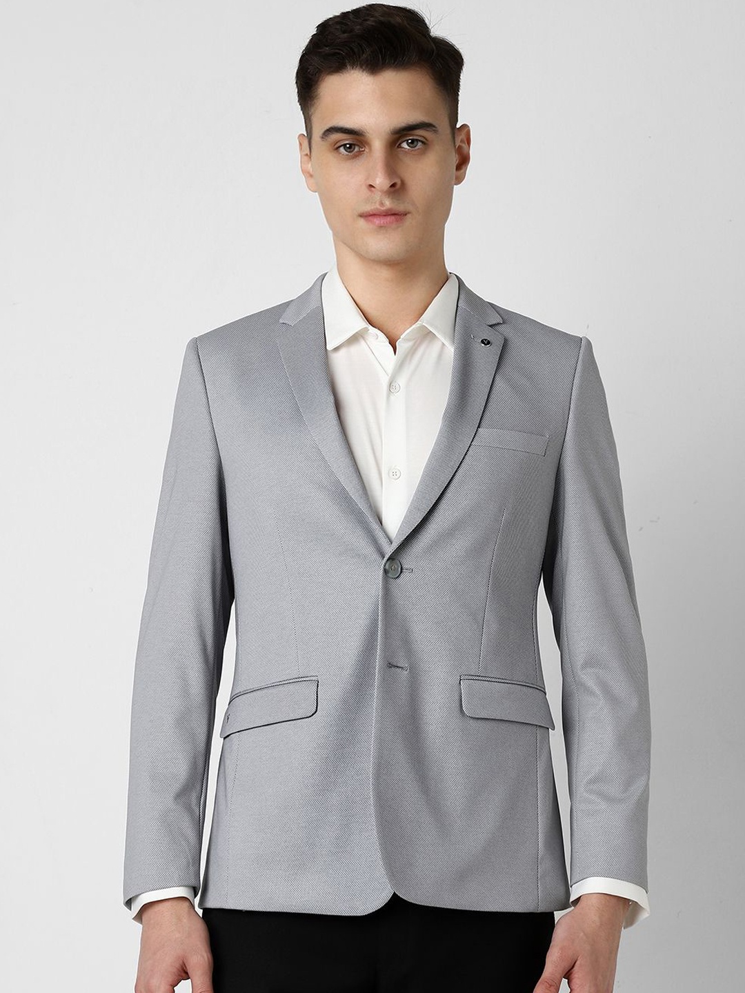 

Van Heusen Men Slim Fit Single Breasted Blazers, Grey