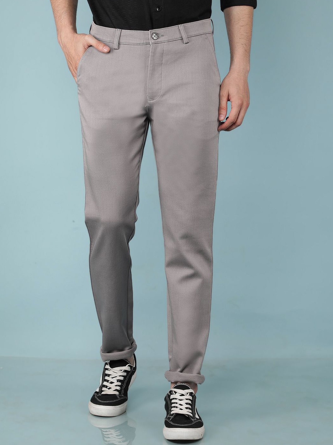 

Crimsoune Club Men Smart Slim Fit Chinos Trousers, Grey