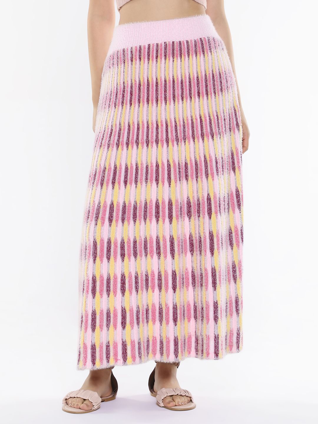 

RAREISM Women Printed Flared A-Line Skirt, Purple