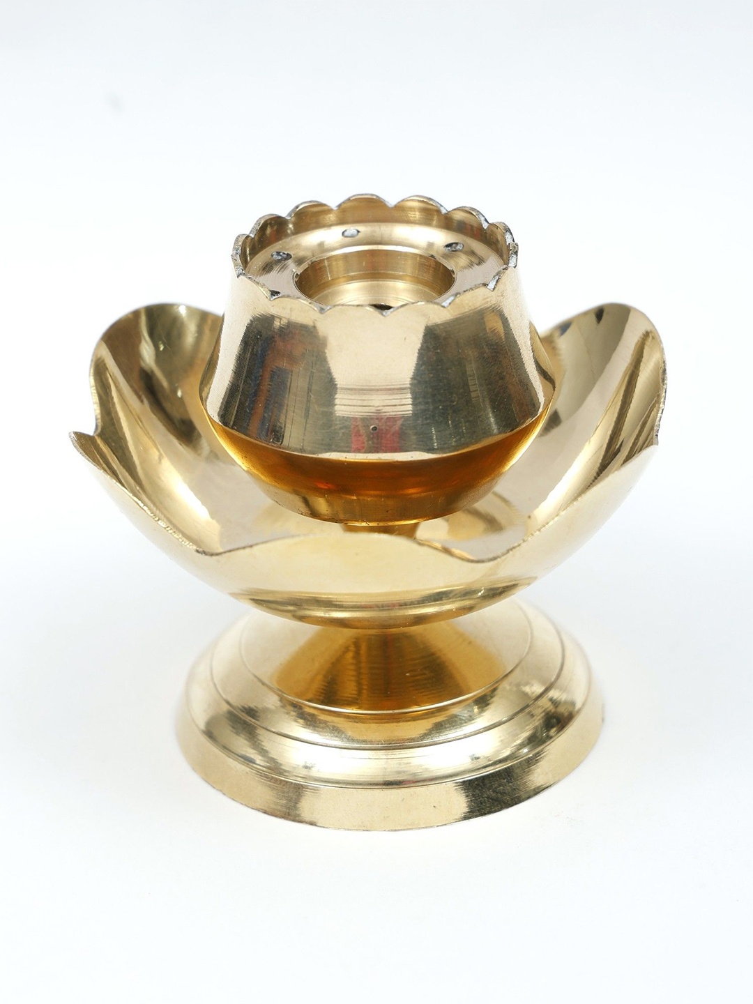

Exotic India Brass Lotus Design Incense Holder, Gold