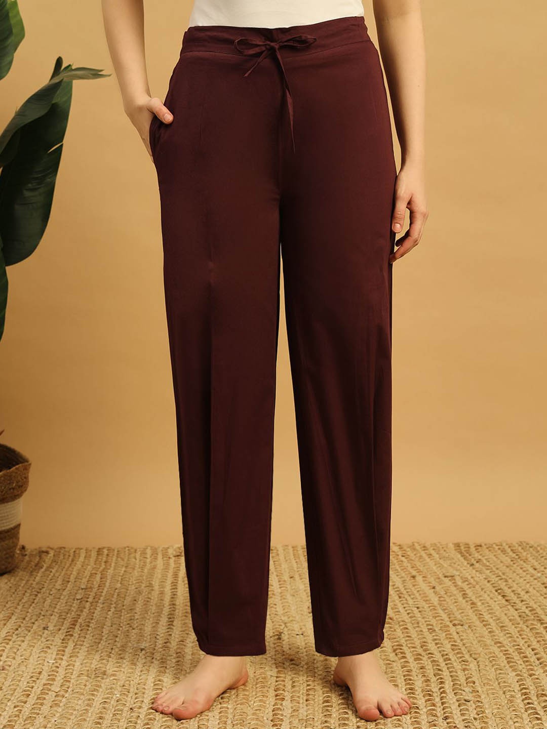 

MBeautiful Women Organic Cotton Lounge Pants, Burgundy