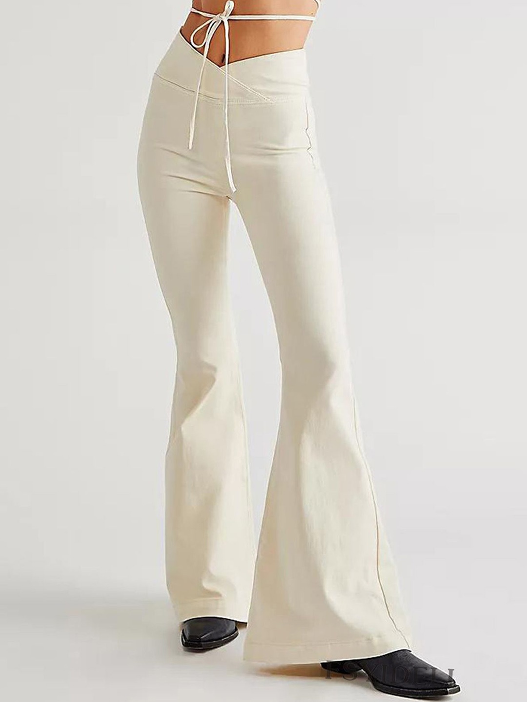 

LULU & SKY Women Overlap-waist Flared Jeans, White