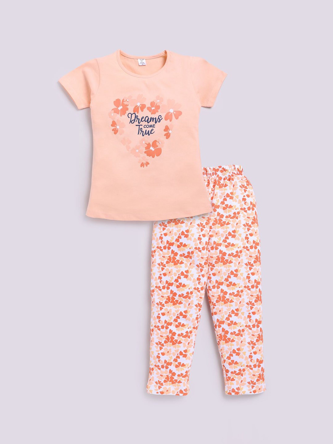 

Todd N Teen Girls Printed Night suit, Peach