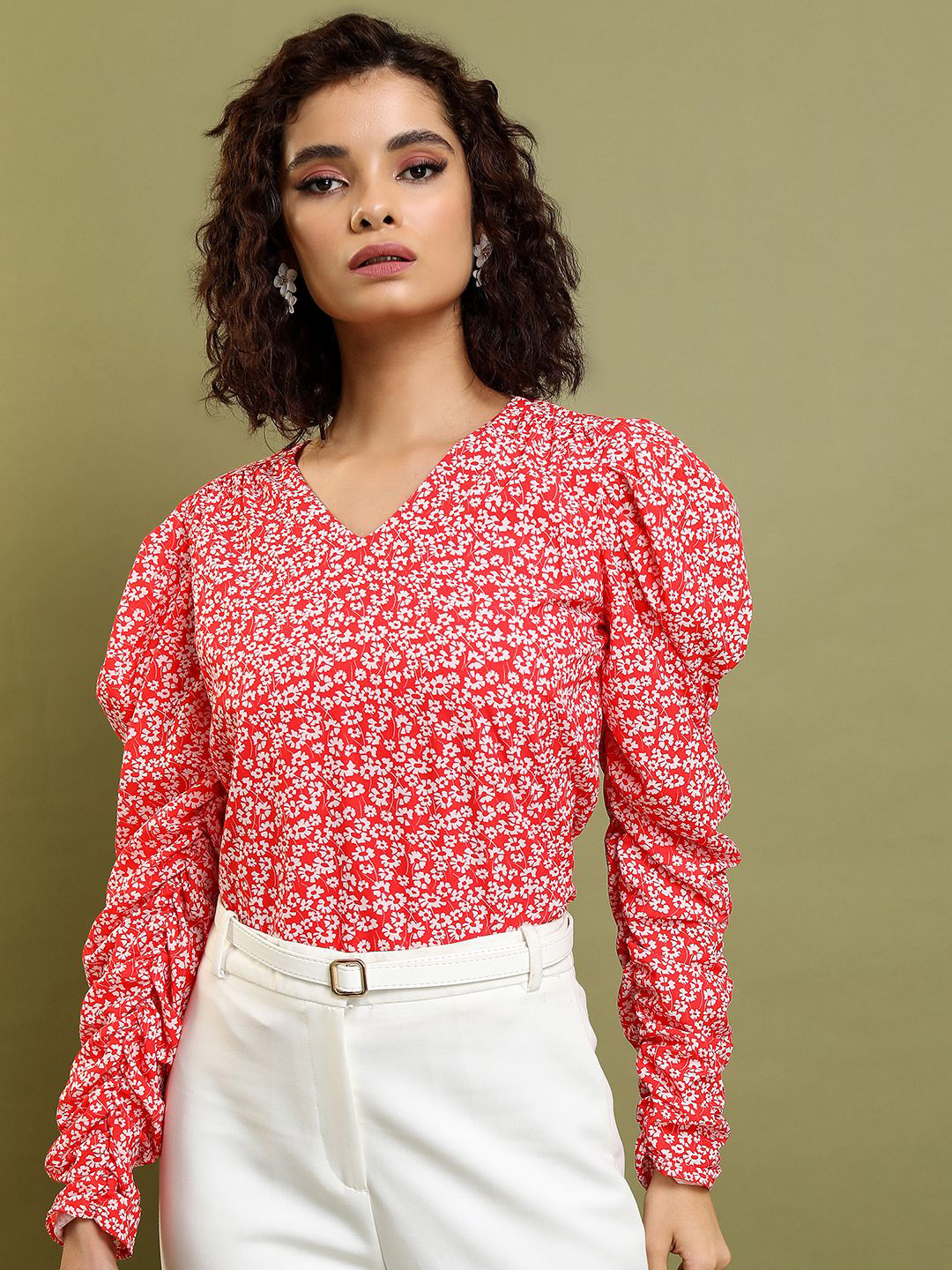 

Tokyo Talkies Floral Print Top, Red