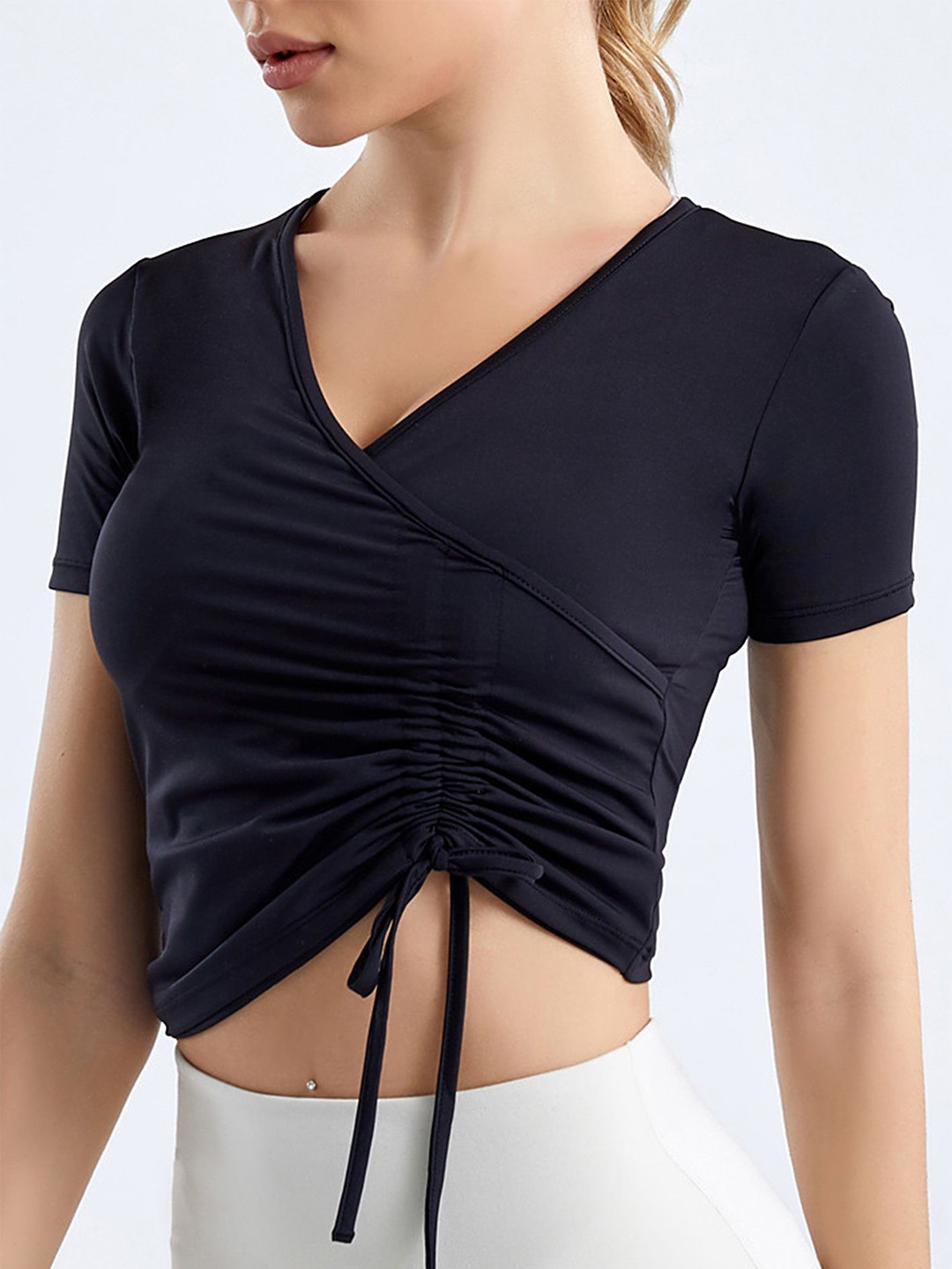 

LULU & SKY Wrap Crop Top, Black