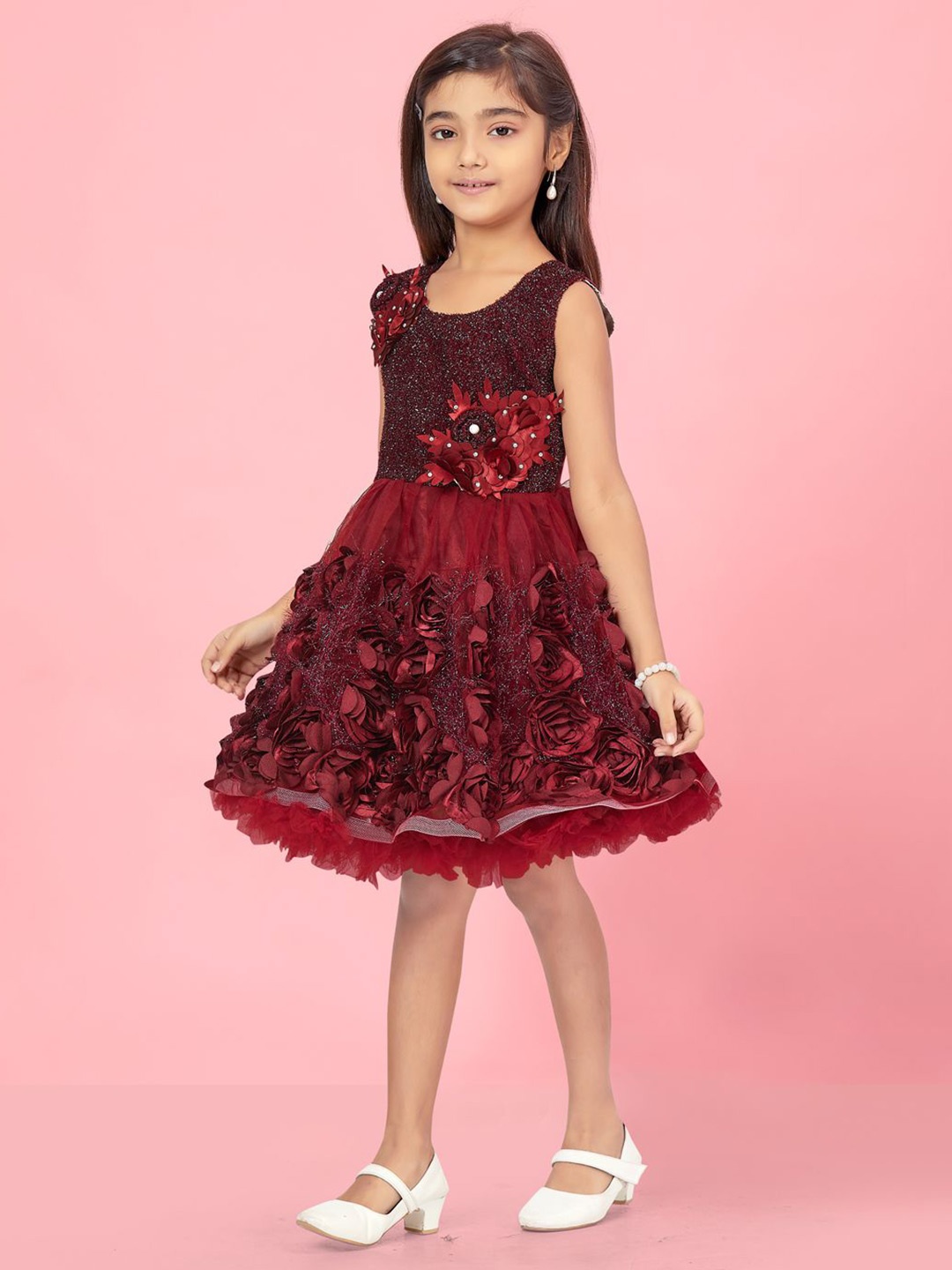 

BAESD Net Fit & Flare Dress, Maroon