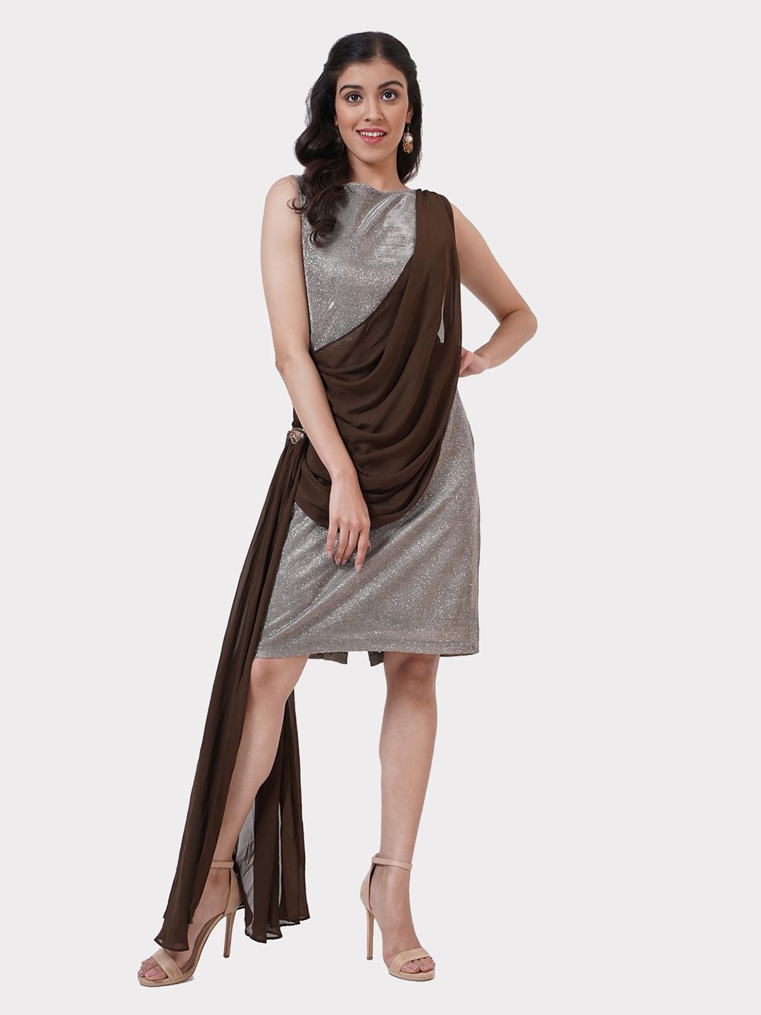

SHECZZAR A-Line Dress, Silver