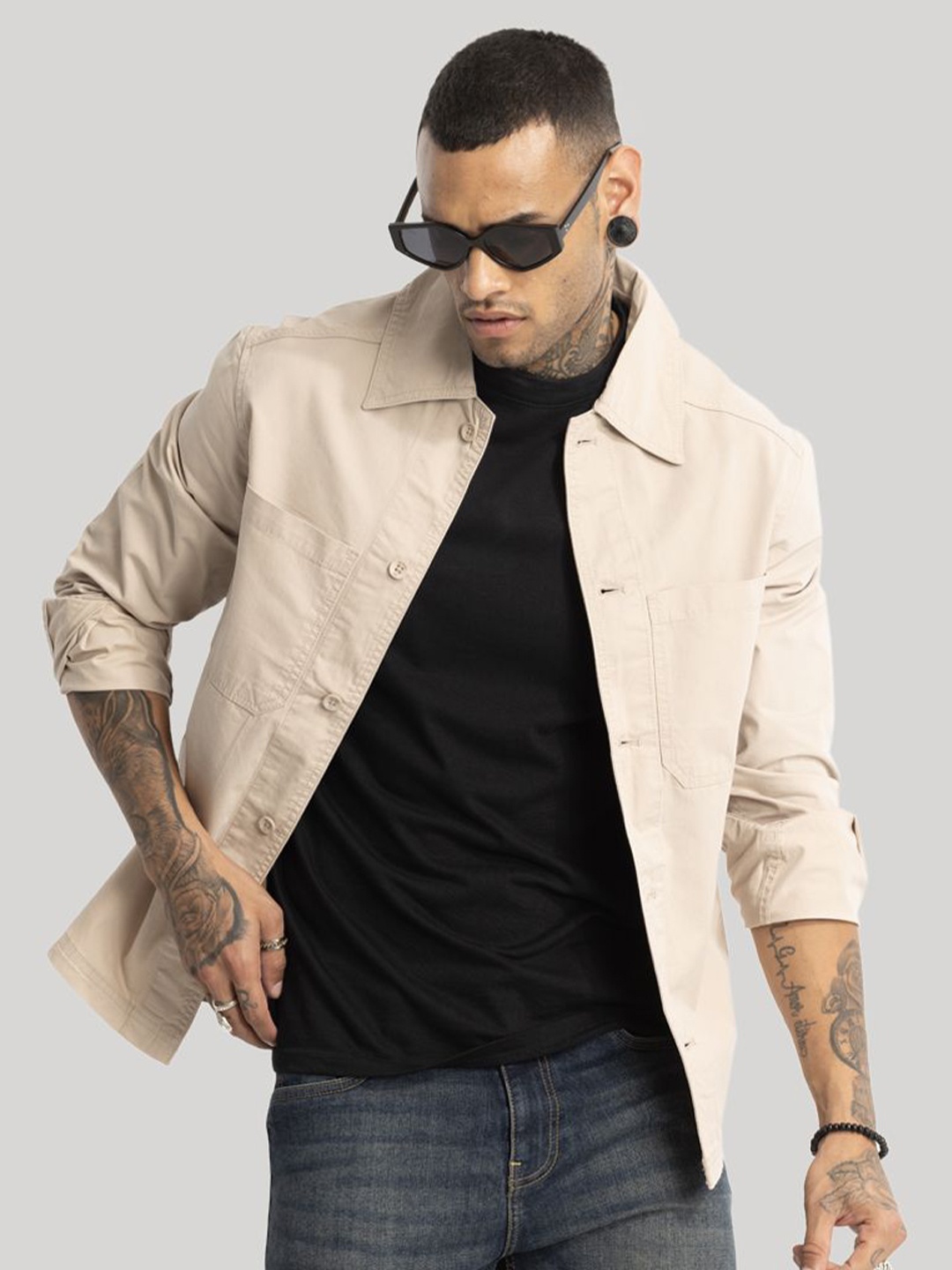 

Snitch Men Crop Tailored Jacket, Beige