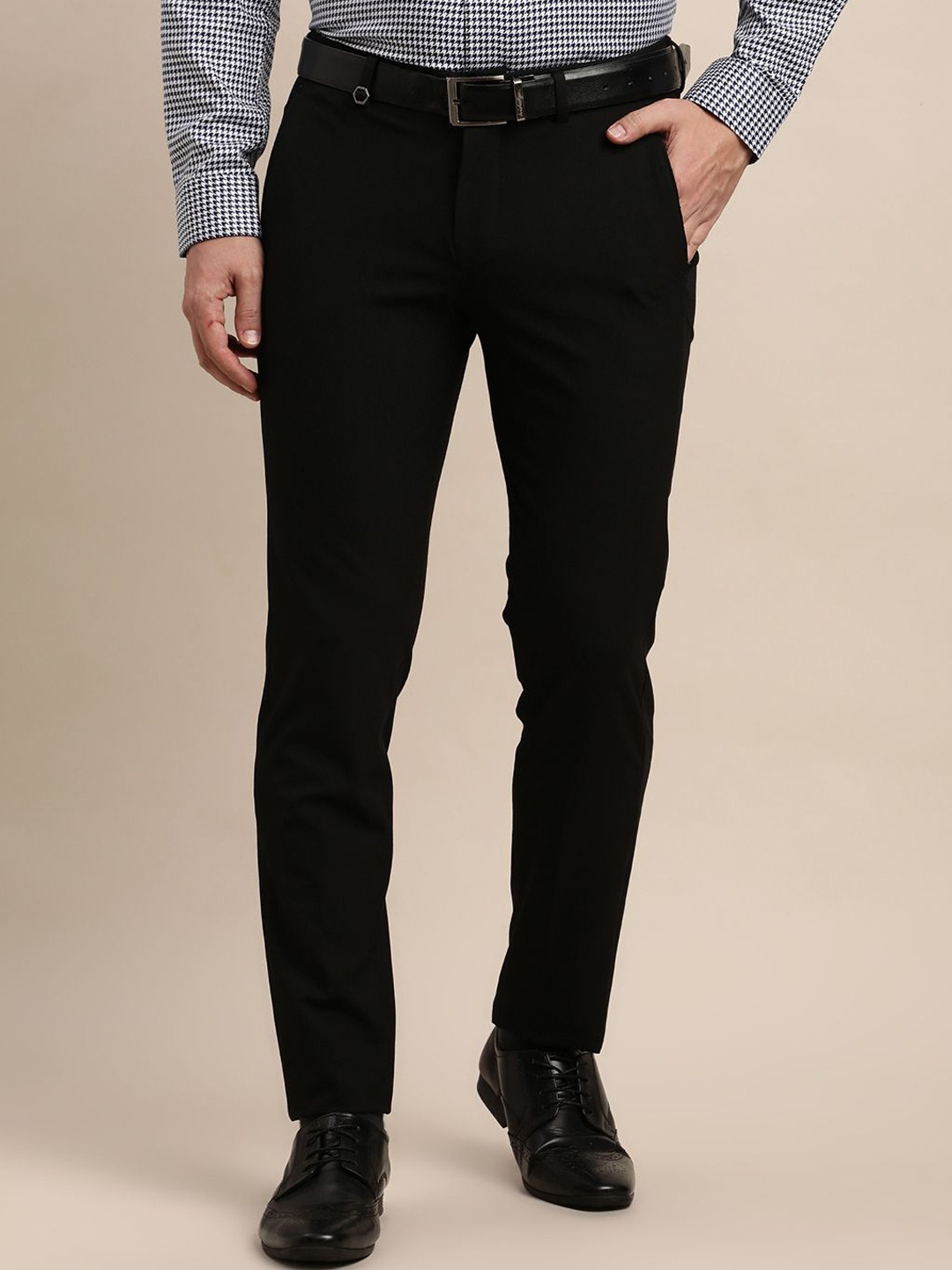 

Turtle Men Tailored Slim Fit Trousers, Black