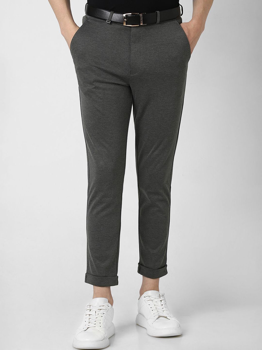 

Van Heusen Men Textured Slim Fit Trousers, Grey