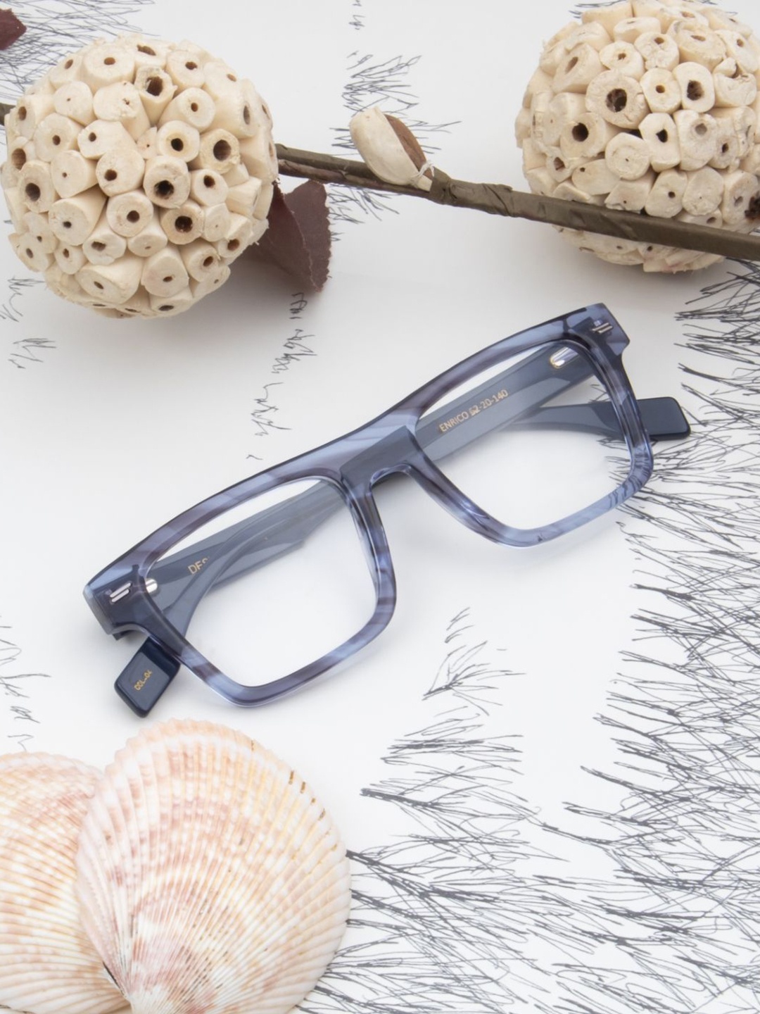 

Ted Smith Unisex Abstract 100% Acetate Full Rim Square Frames, Blue