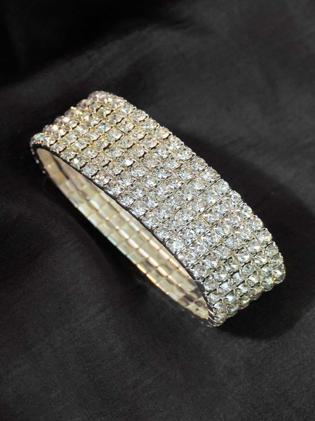 

Niscka Women American Diamond Silver-Plated Cuff Bracelet