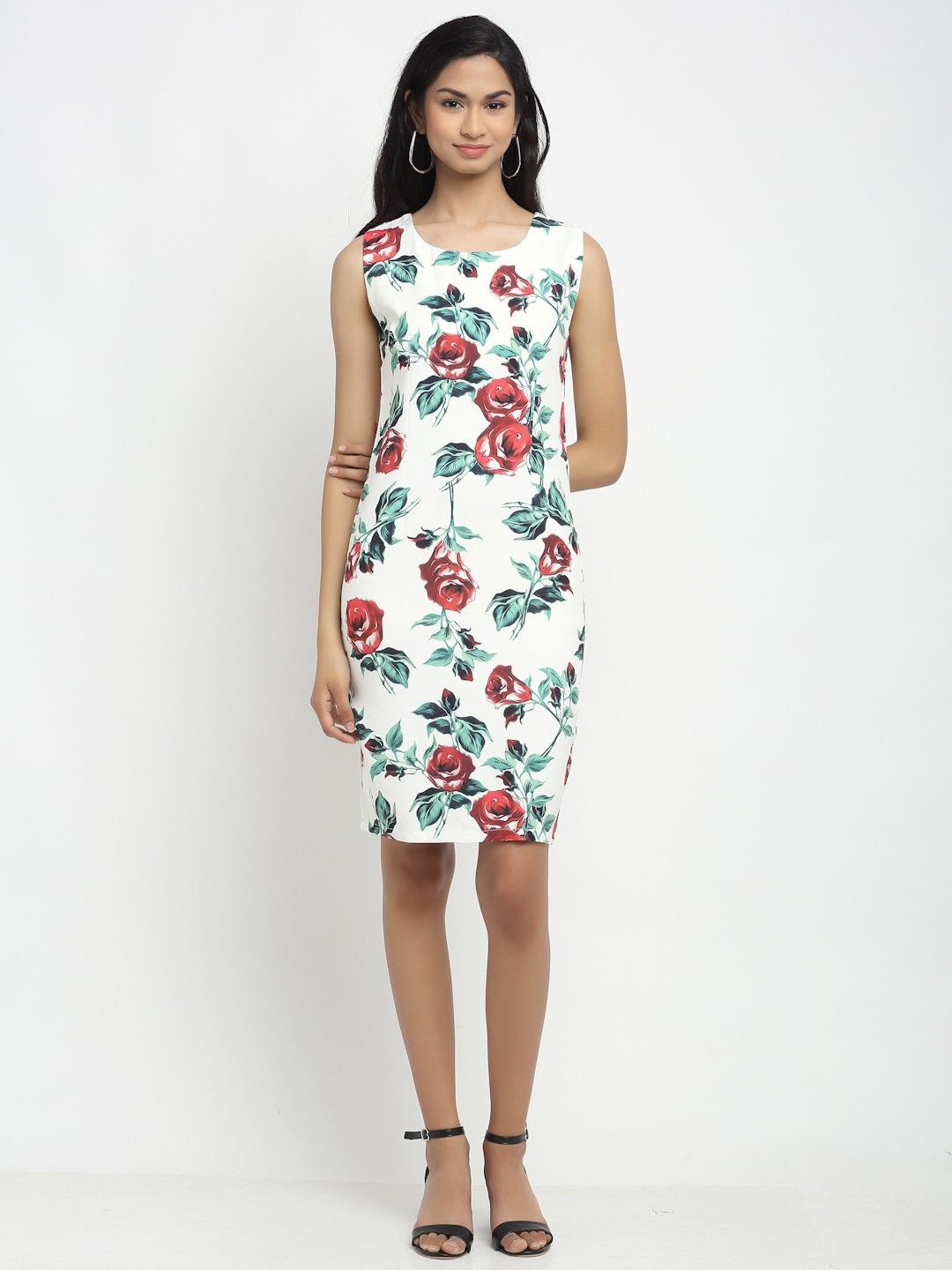 

Global Republic Woven Floral Print Sheath Dress, White