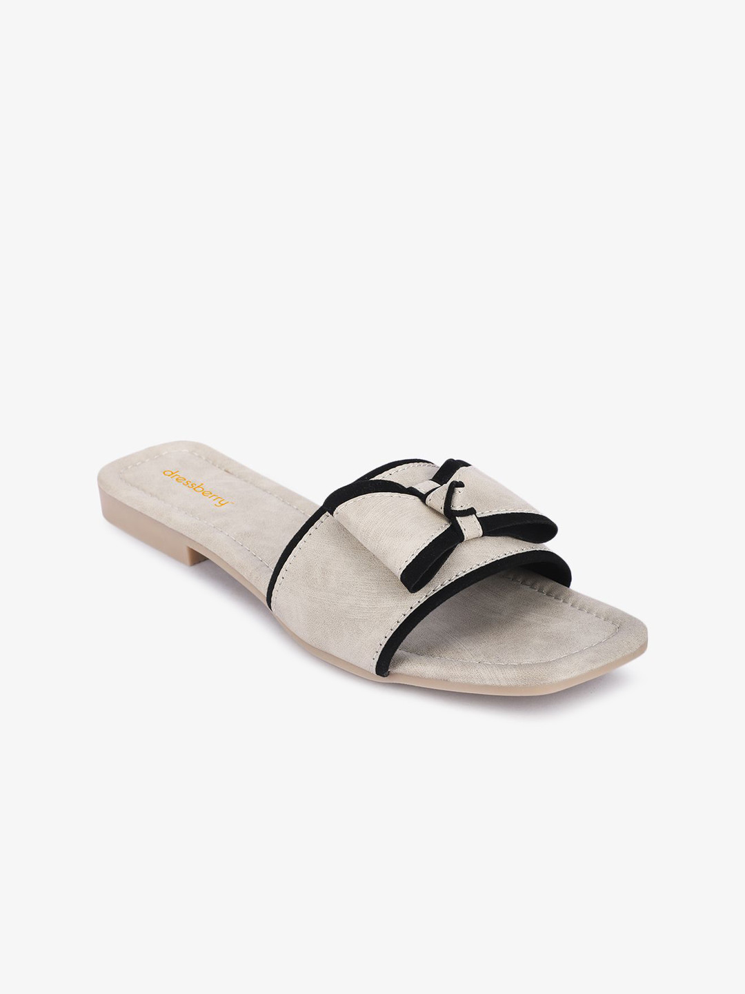 

DressBerry Women Open Toe Flats with Bows, Beige