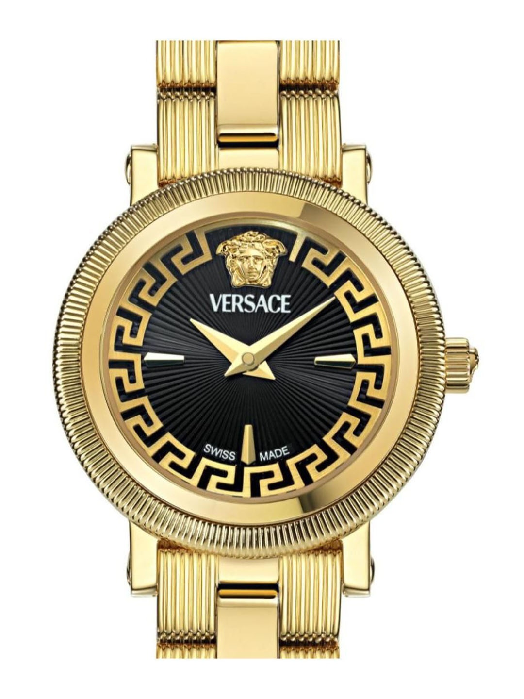 

Versace Men Brass Dial & Stainless Steel Textured Straps Analogue Watch VE8CA0424, Black