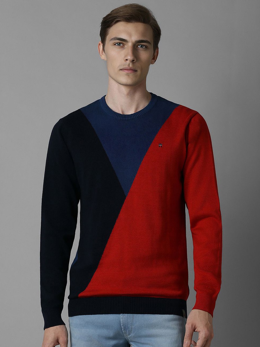 

Louis Philippe Sport Men Colourblocked Pullover, Red