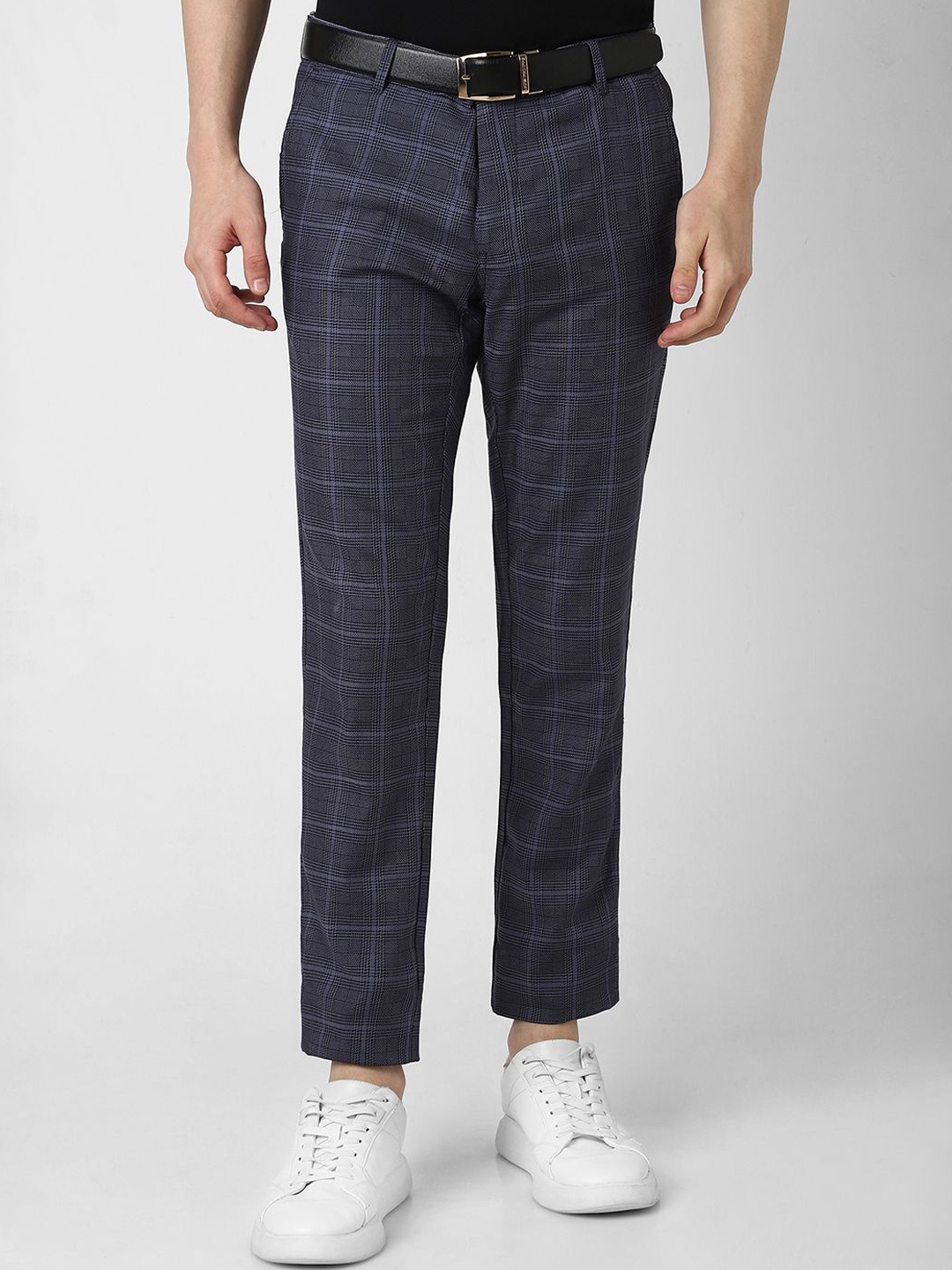 

Van Heusen Sport Men Mid-Rise Checked Slim Fit Trousers, Blue