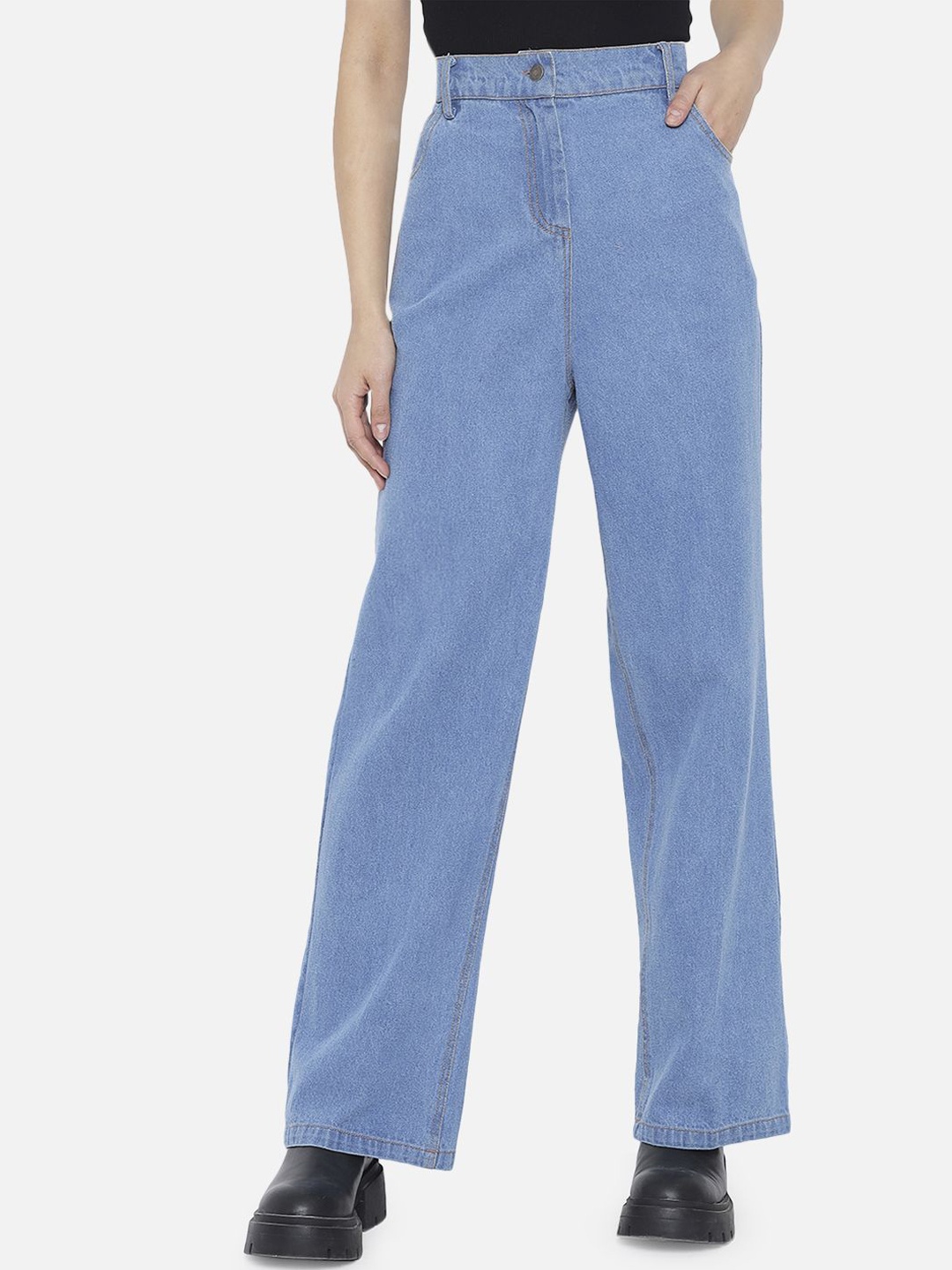 

Orchid Blues Women Flared Cotton High-Rise Jeans, Blue