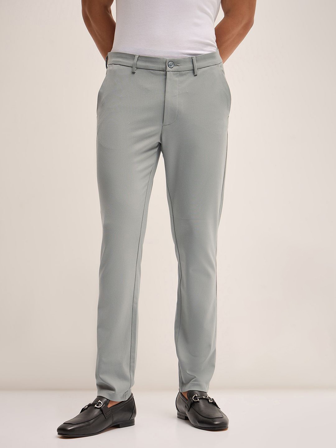 

THE BEAR HOUSE Men Slim Fit Chinos Trousers, Grey