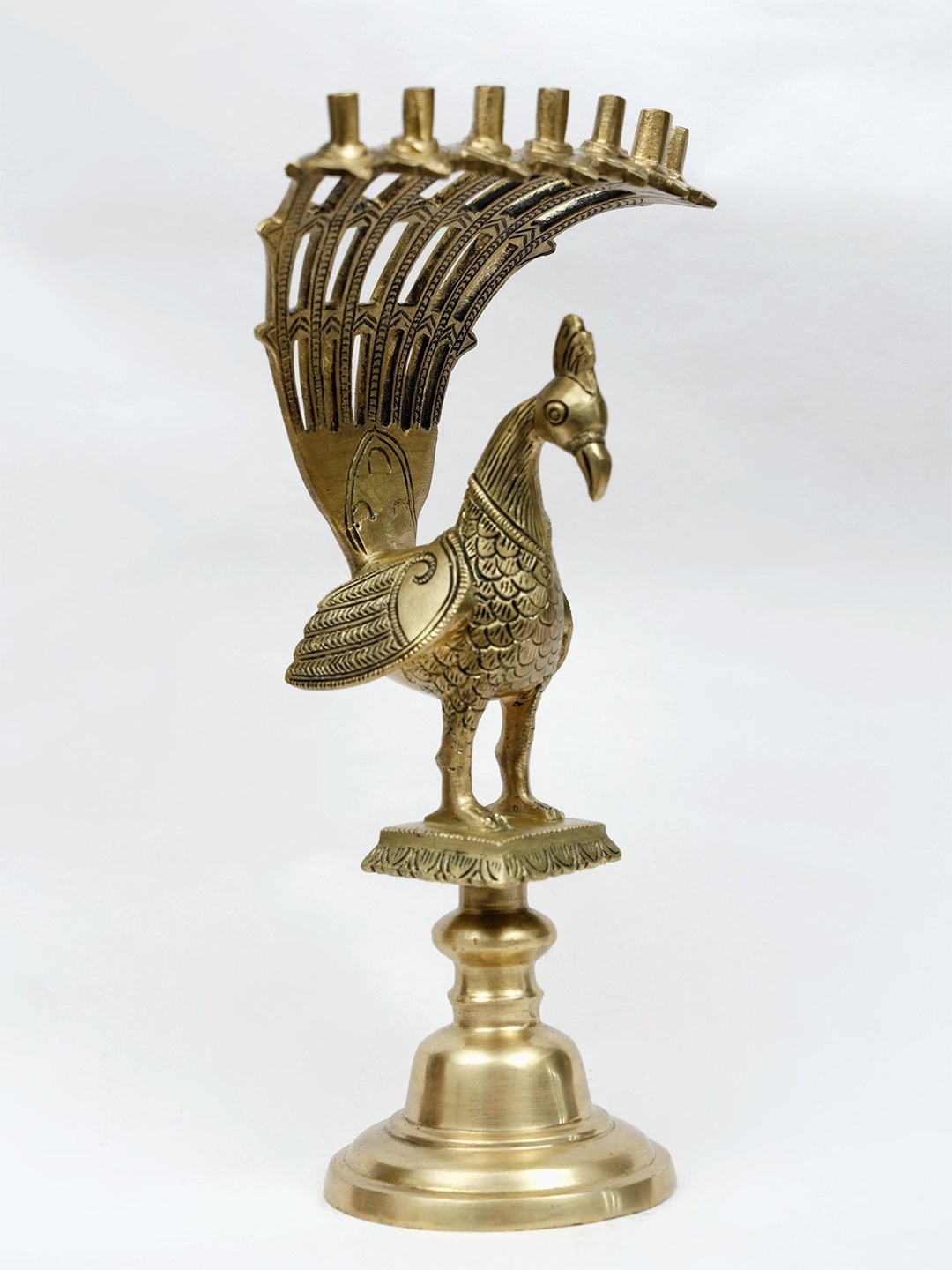 

Exotic India Brass Peacock Design Agarbatti/Dhoop Stand, Gold