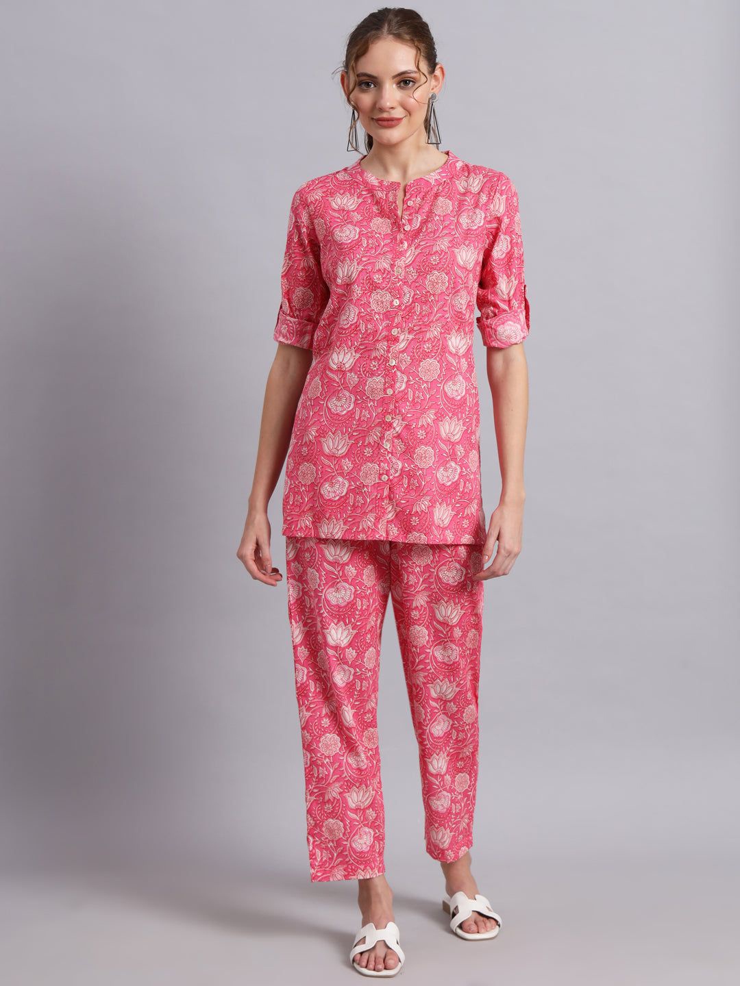 

KALINI Printed Top With Trousers Co-Ords, Pink