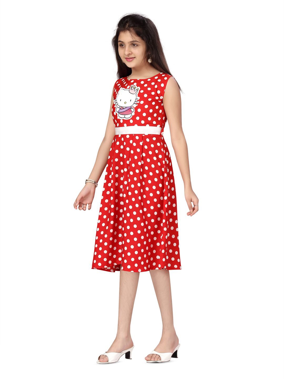 

BAESD Polka Dot Print Fit & Flare Dress, Red