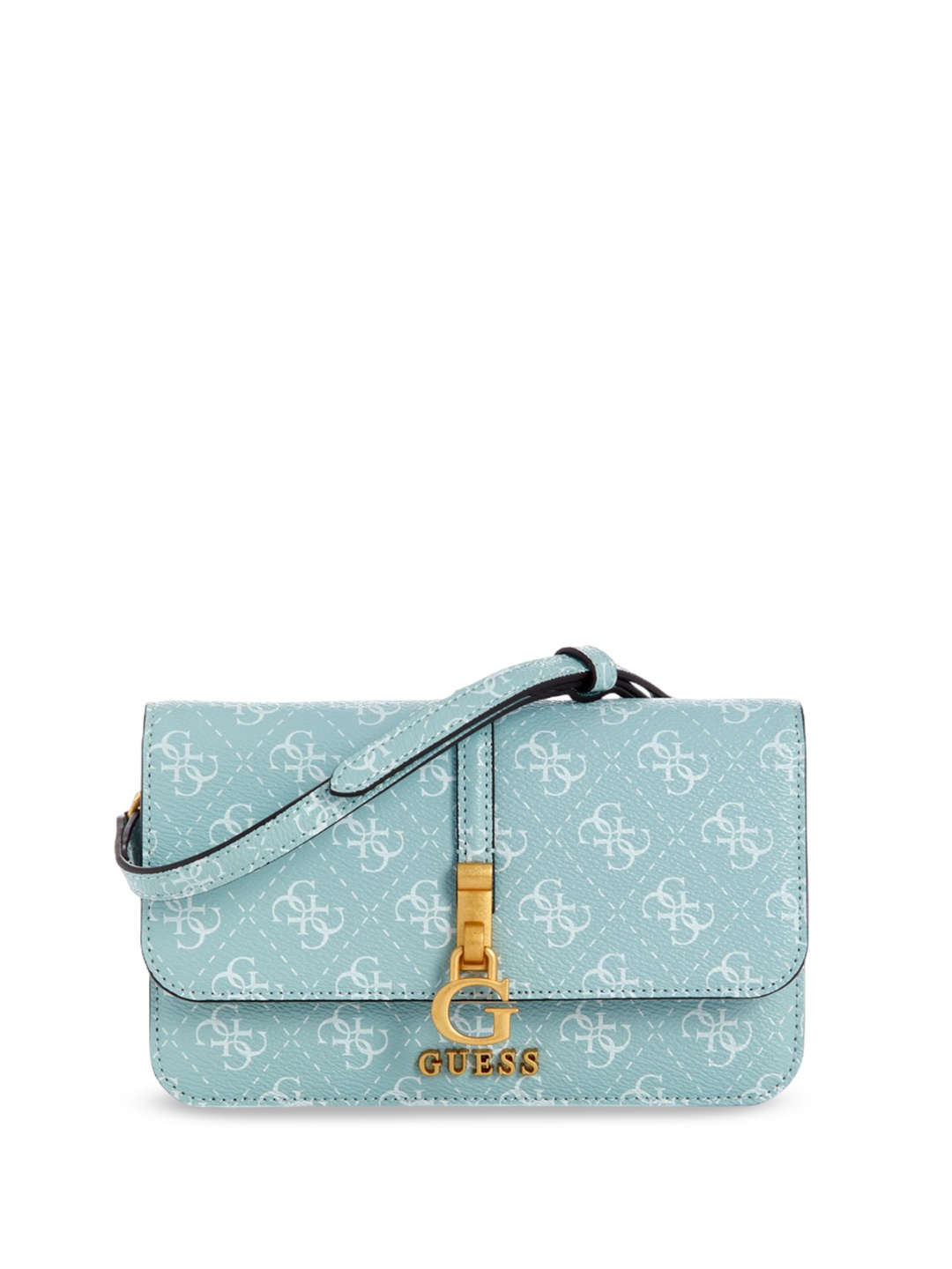 

GUESS Printed PU Swagger Sling Bag with Quilted, Blue