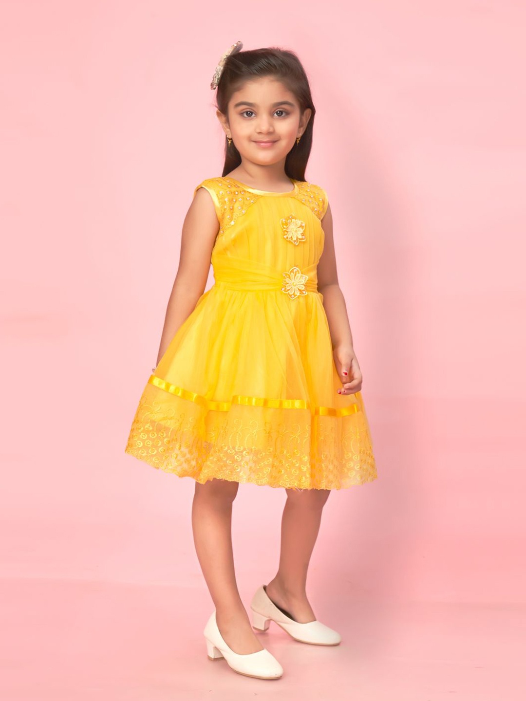 

BAESD Net Fit & Flare Dress, Yellow