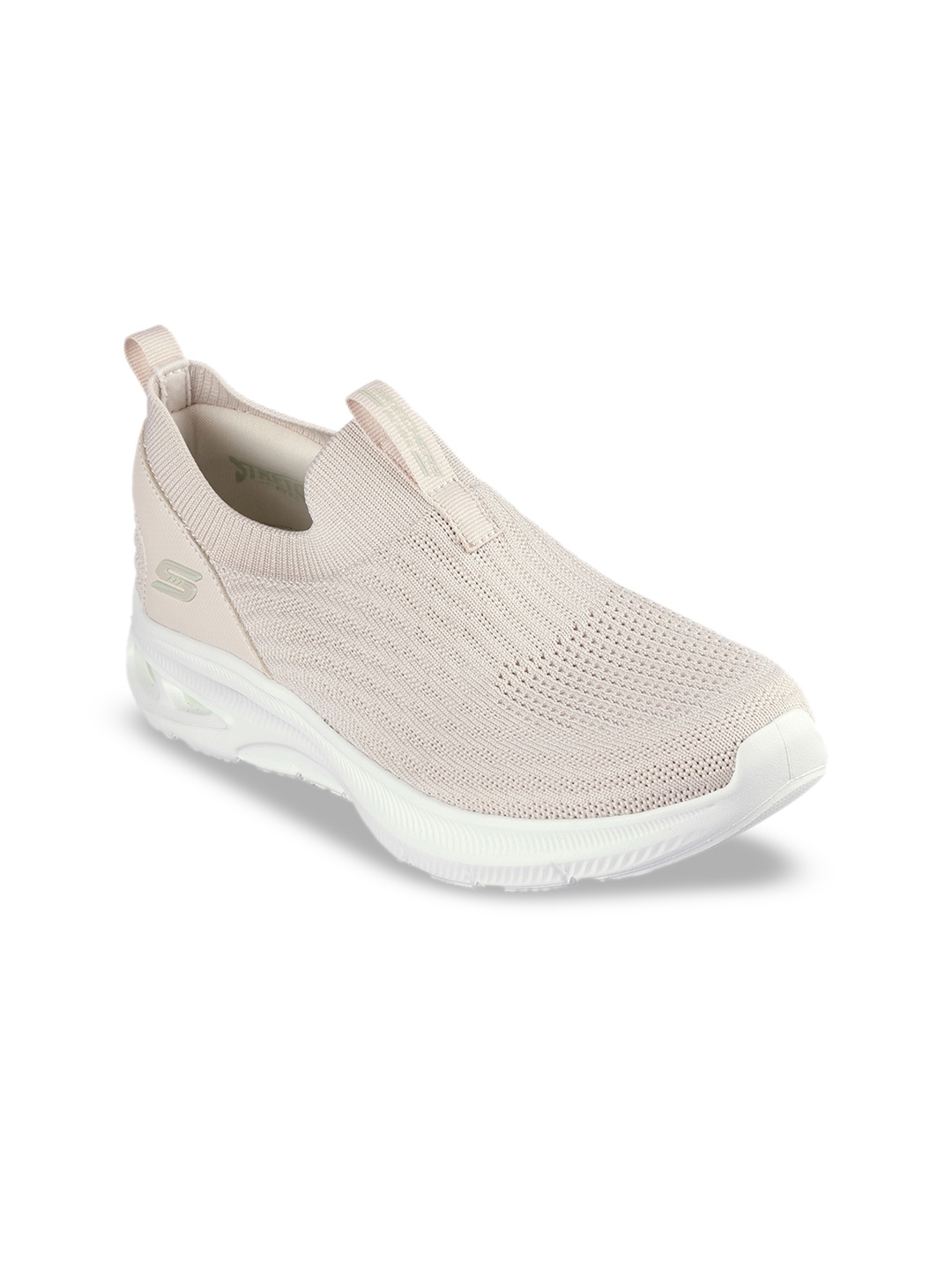 

Skechers BOBS UNITY - SLEEK LINES Women Textured Mid-Top Slip-On Sneakers, Beige