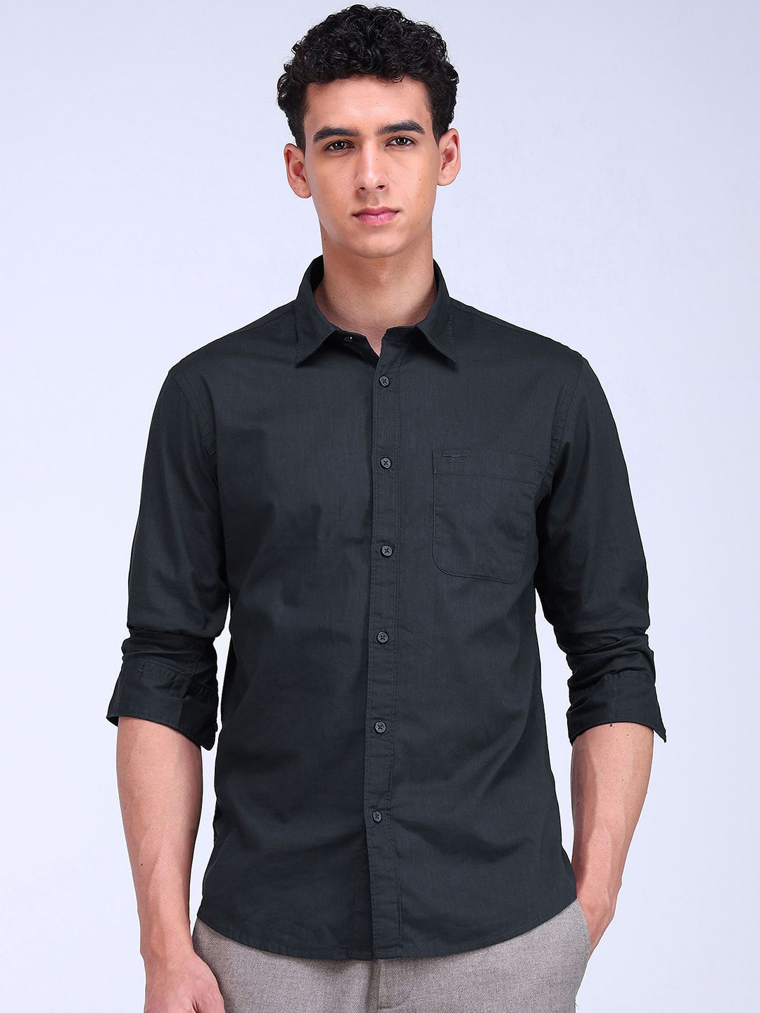 

Flying Machine Men Slim Fit Opaque Casual Shirt, Blue