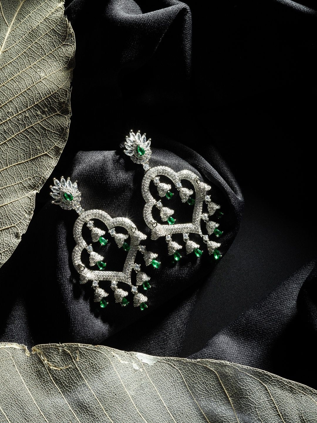 

Niscka Contemporary Jhumkas Earrings, Green