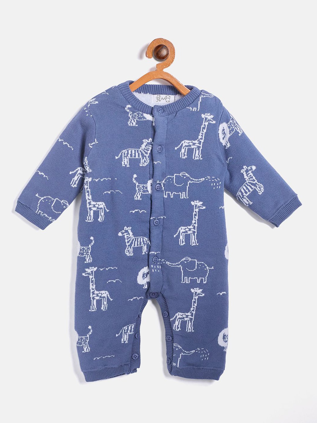 

JWAAQ Infants Printed Winter Romper With Fur Lined, Blue