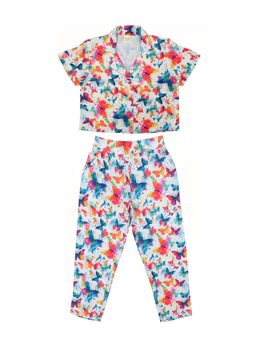 

Clothe Funn Girls Printed Shirt with Pyjamas, White
