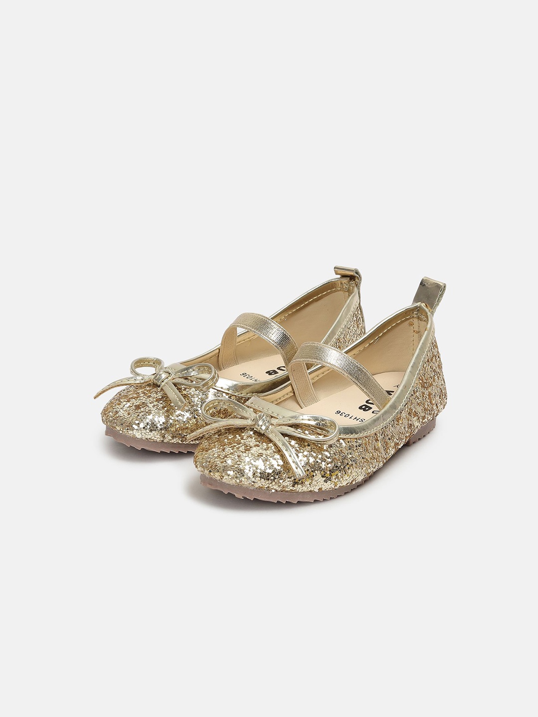 

MINI KLUB Girls Embellished Bow Detail Ballerina, Gold