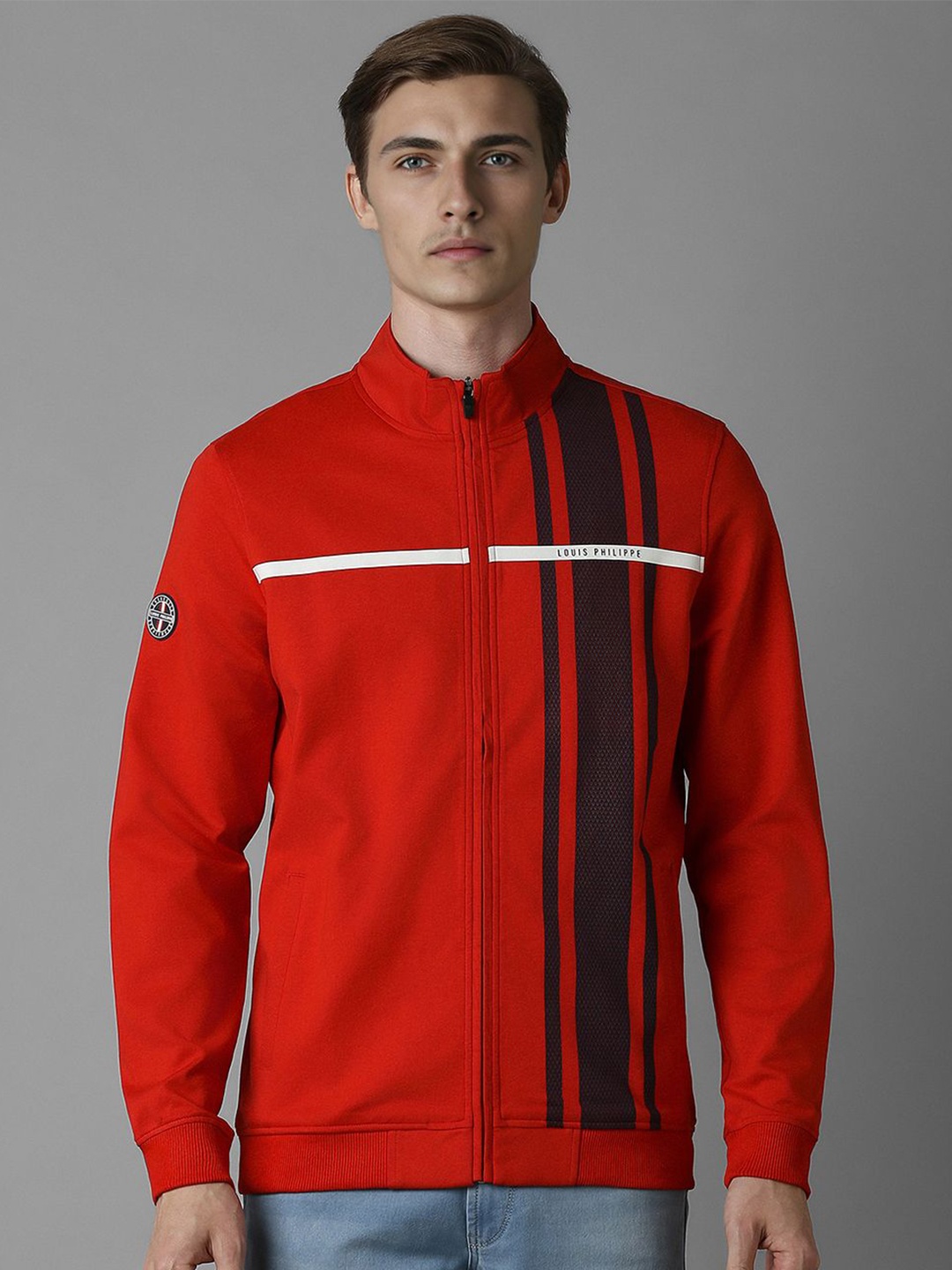 

Louis Philippe Sport Men Checked Sweatshirt, Red