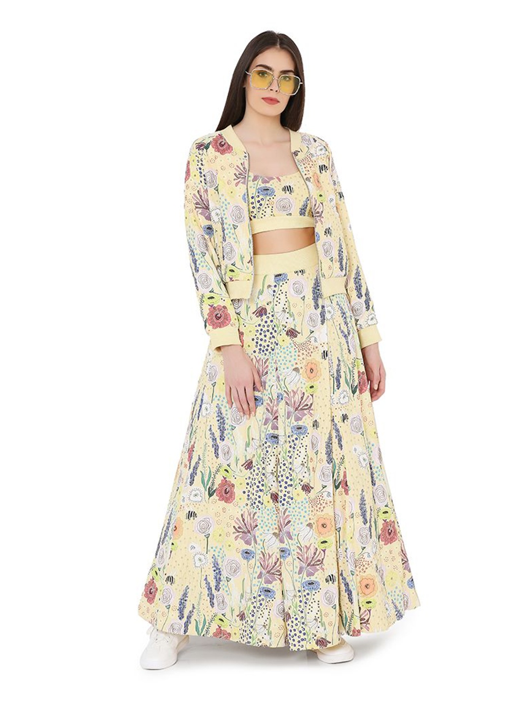 

Payal Singhal Printed Ready to Wear Lehenga &, Yellow