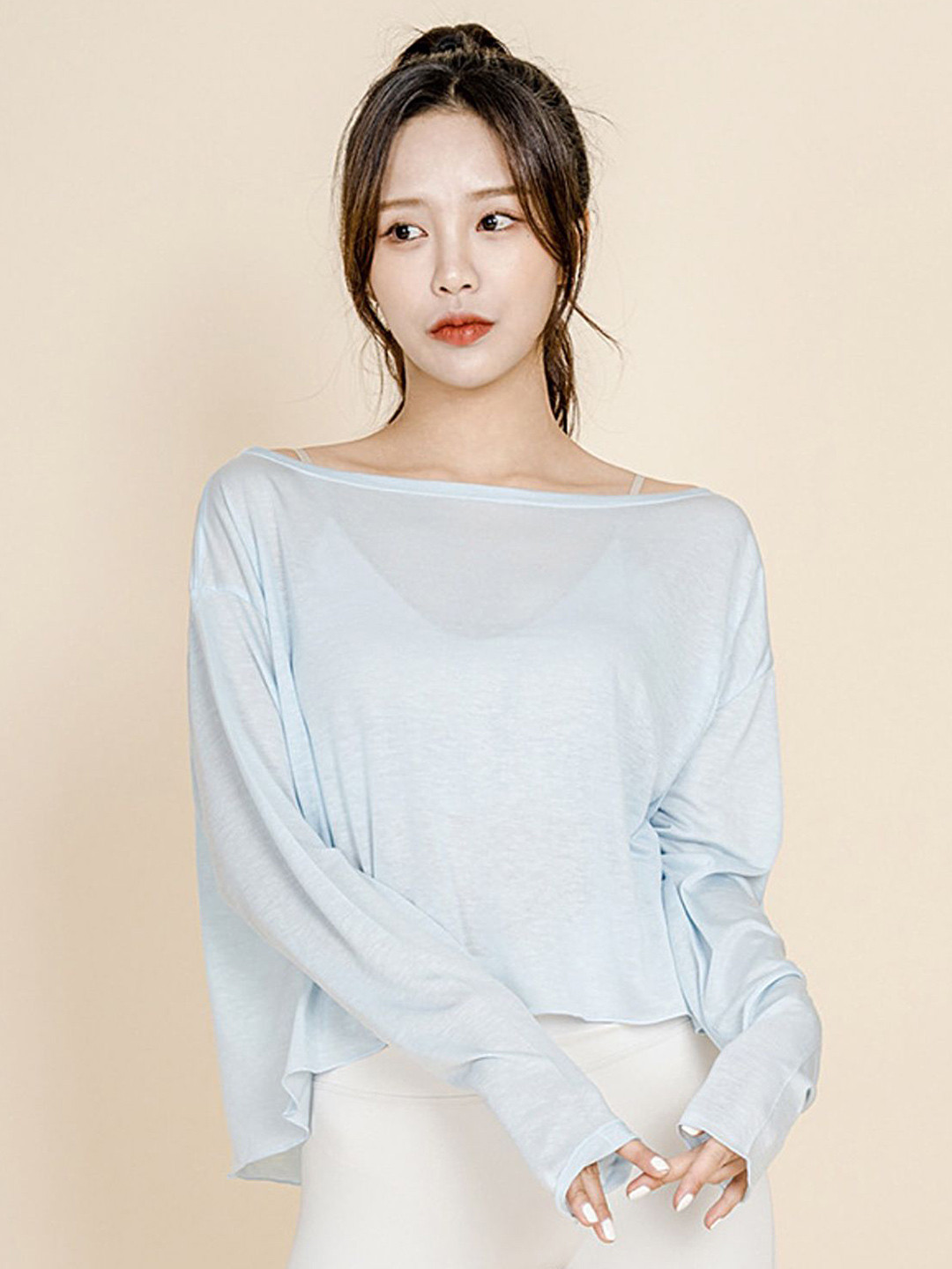

LULU & SKY Extended Sleeves Cotton Top, Blue